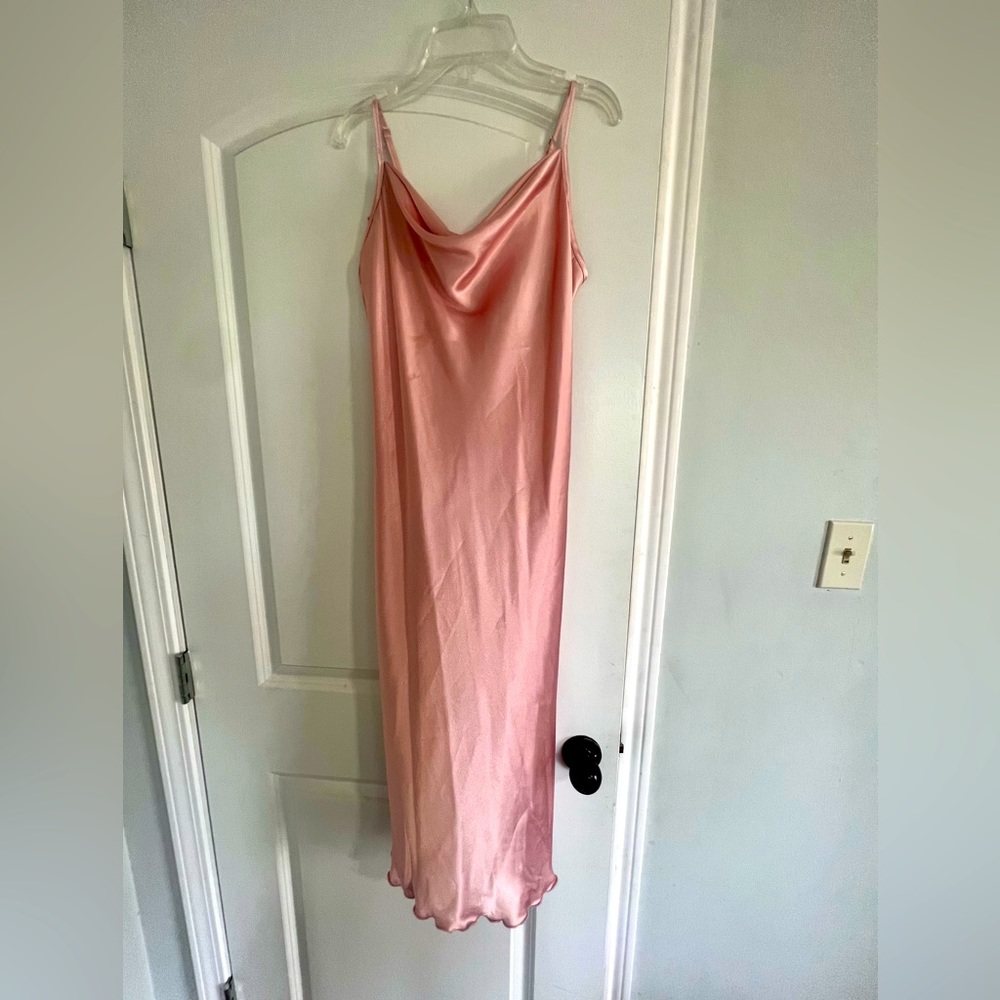 Pink Satin MIDI Dress